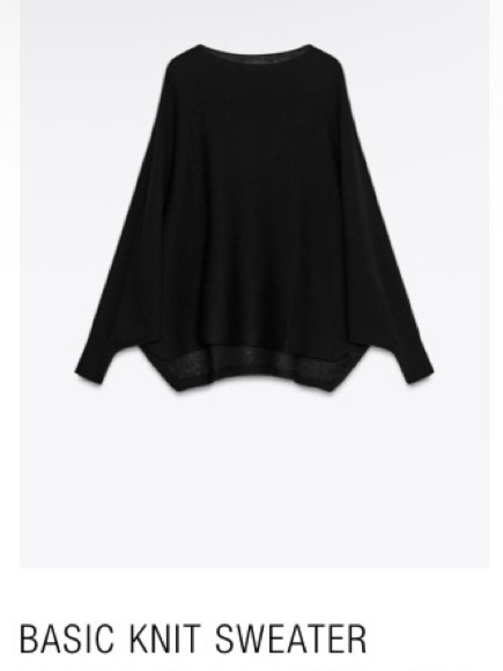 NWT Zara Black Oversized Crew Neck Knit Sweater
